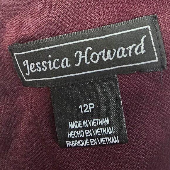 Jessica Howard Dress Burgundy Velour Sequin Cocktail Goth Shift 12P NWT - Picture 12 of 15